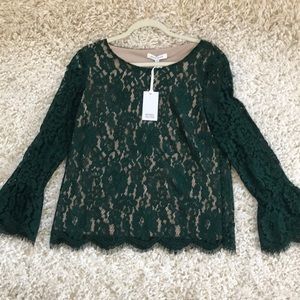Rose + Olive green lace blouse